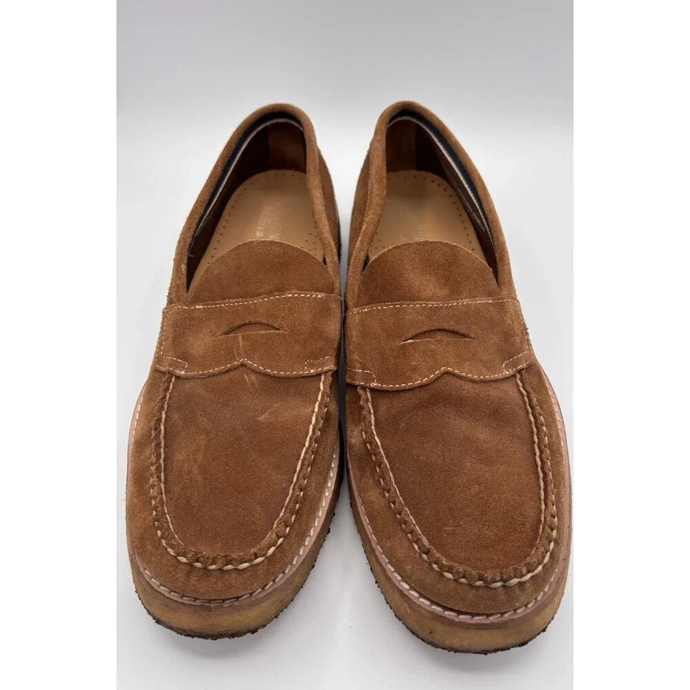 GH Bass Co Weejuns Mens Brown Suede Penny Loafers Crepe Sole EU 43 US 9 10